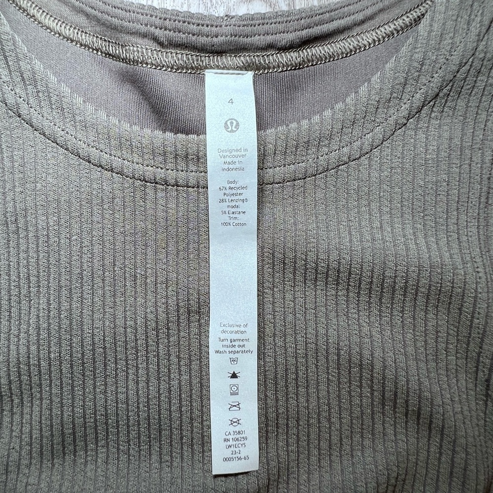 Lululemon Ribbed Softstreme Slim-Fit Tank Dress Nomad Size 4 - Picture 11 of 11